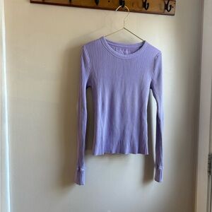 Aerie Lilac Ribbed Long Sleeve Tee
